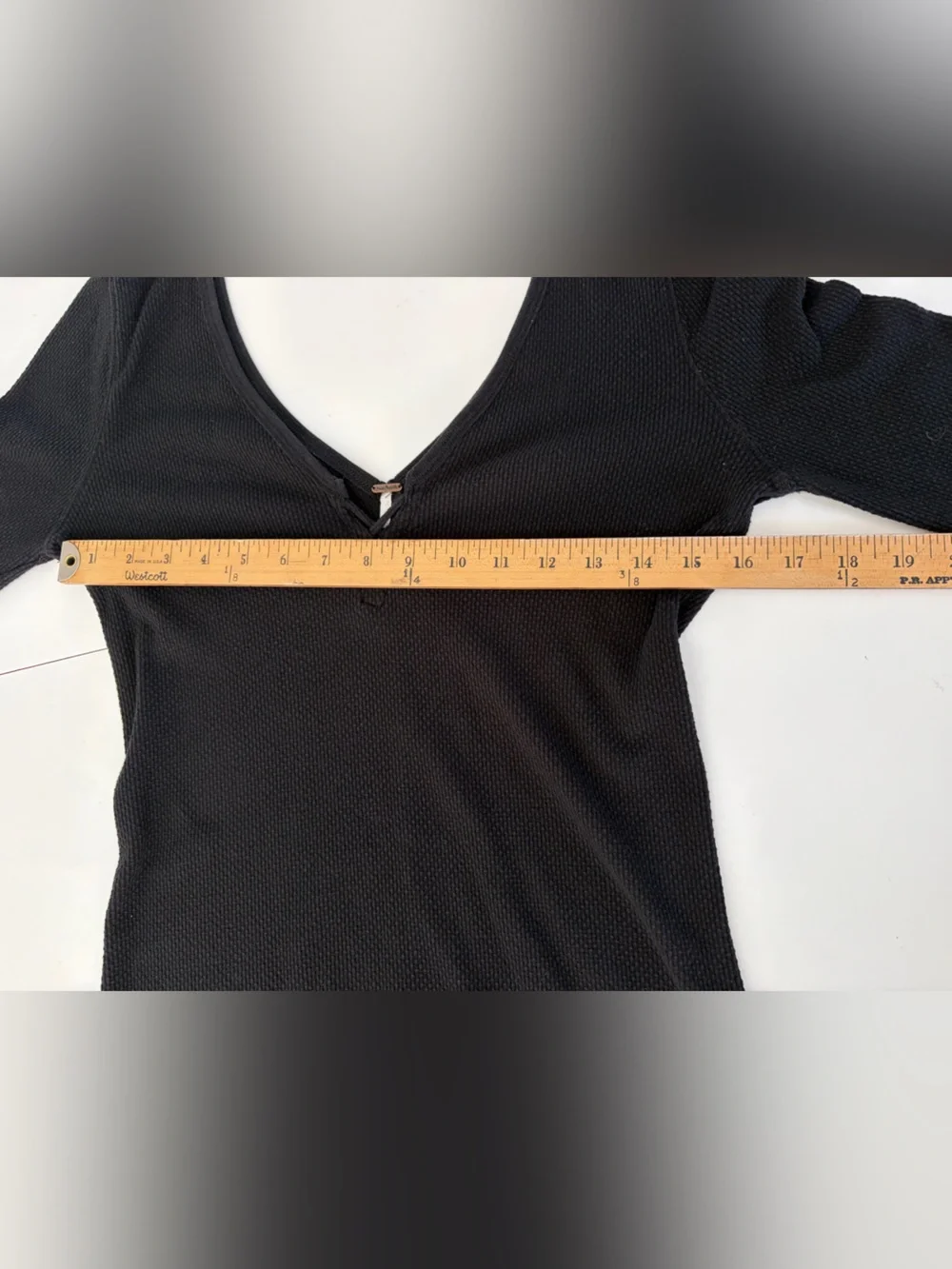 Free People Last Dance Embroidered Thermal Top Black Size Medium